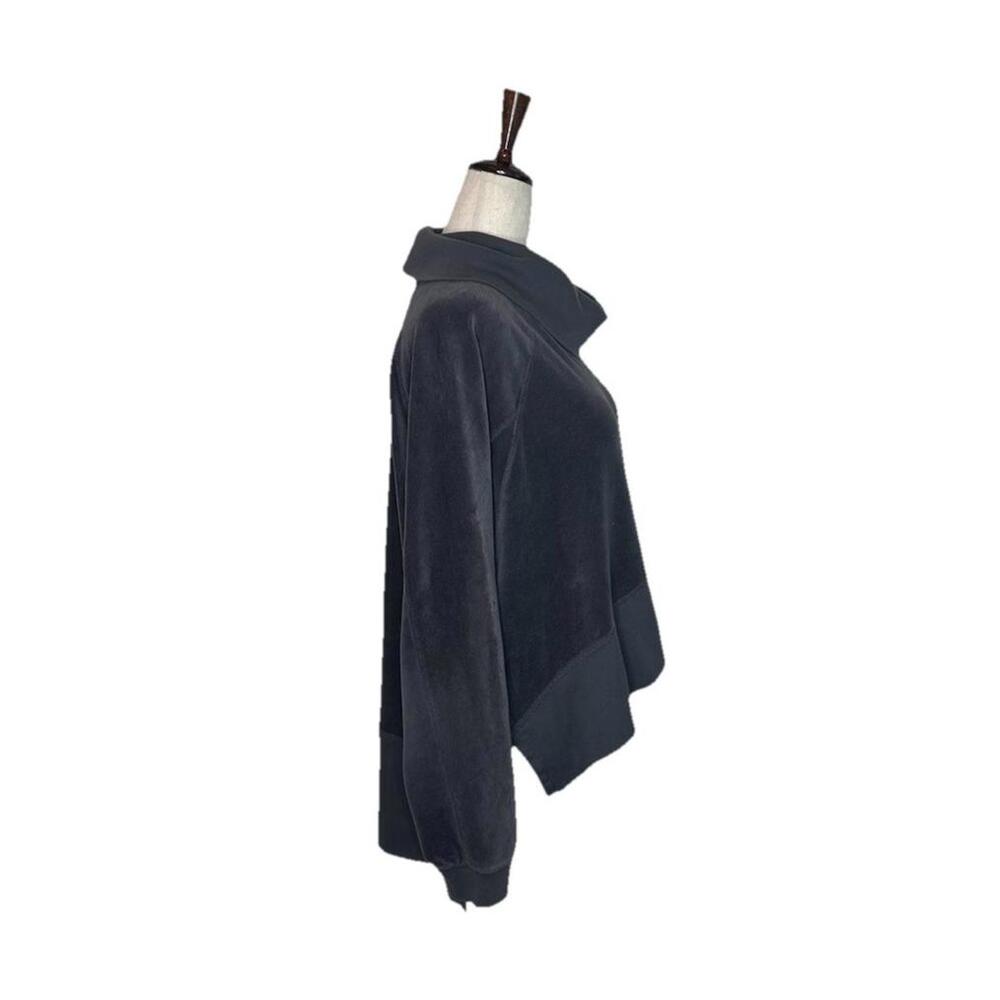 Free People Movement Last Chance Oversize Pullover Sweatshirt M Velour Charcoal - Picture 6 of 9